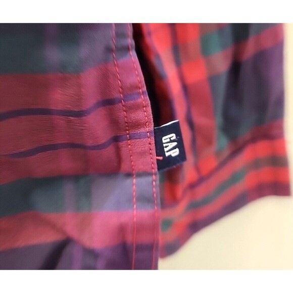 Gap Men's Large Shirt Multicolor Plaid Check Cowboy Button Cotton Long Sleeve - Picture 2 of 6